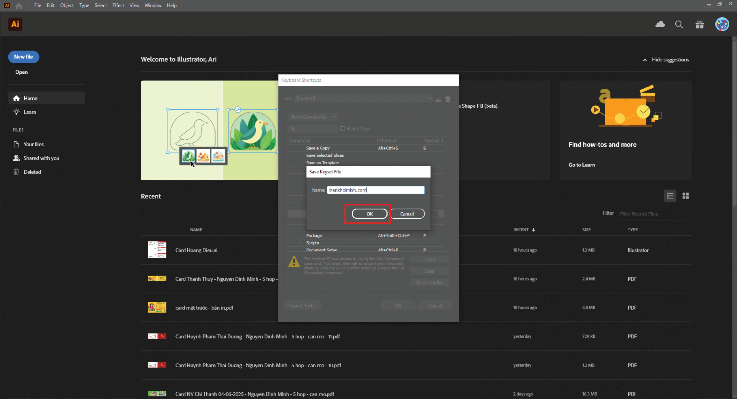 Cách tuỳ chọn phím tắt trong Adobe Illustrator theo ý